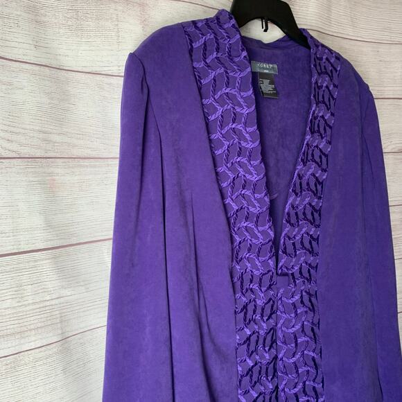 Koret Vintage Purple Blazer Jacket Stretch Embroidered Front Square Button Sz 18 - Picture 13 of 16